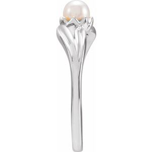 14K White Gold Cultured Freshwater Pearl Ring