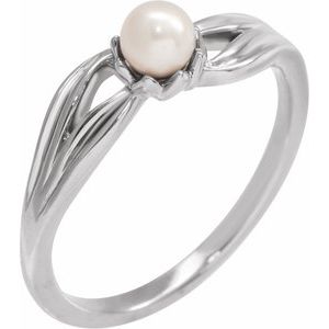 14K White Gold Cultured Freshwater Pearl Ring