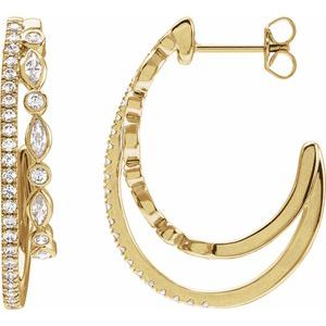 14K Yellow Gold 1 1/5 CTW Lab-Grown Diamond 30.5 mm Hoop Earrings – image 2