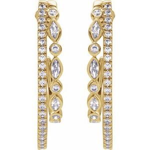 14K Yellow Gold 1 1/5 CTW Natural Diamond 30.5 mm Hoop Earrings – image 3
