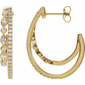 14K Yellow Gold 1 1/5 CTW Natural Diamond 30.5 mm Hoop Earrings