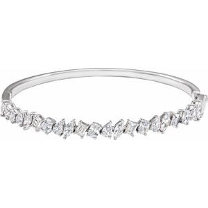 14K White Gold 4 1/5 CTW Lab-Grown Diamond Bangle 7" Bracelet