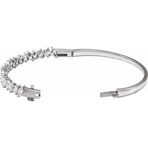 14K White Gold 4 1/5 CTW Lab-Grown Diamond Bangle 7" Bracelet