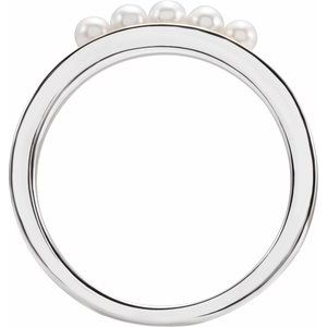 Platinum Cultured White Seed Pearl Stackable Ring