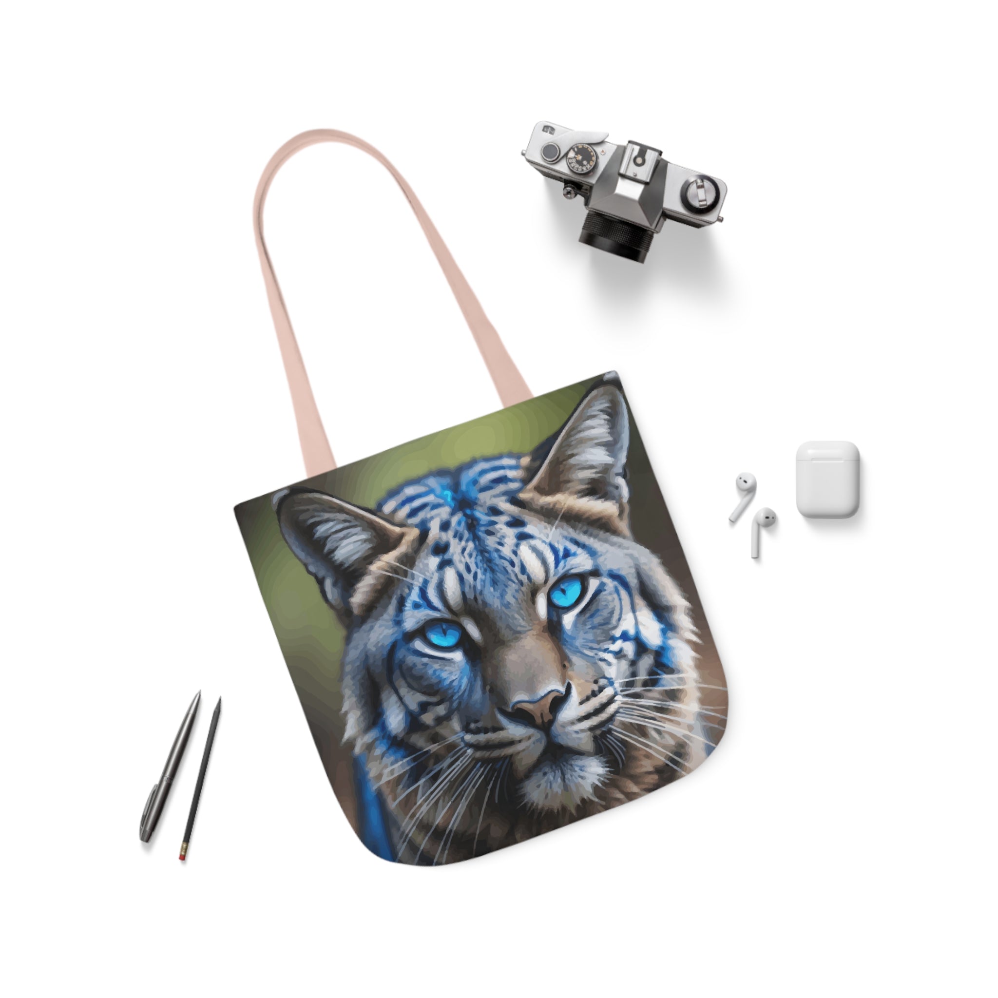Blue Wildcat Canvas Tote Bag with 5 Strap Color Choices