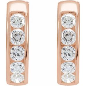 14K Rose Gold 5/8 CTW Lab-Grown Diamond 14 mm Hinged Hoop Earrings – image 2