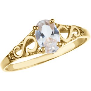 14K Yellow Gold April Imitation Birthstone Ring
