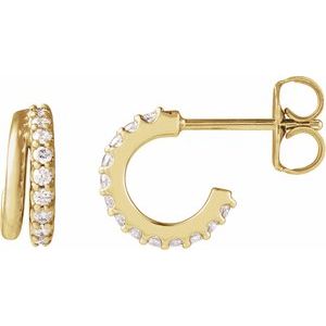 14K Yellow Gold 1/6 CTW Natural Diamond Hoop Earrings – image 2