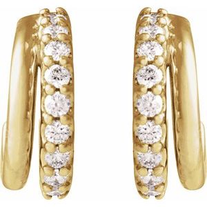 14K Yellow Gold 1/6 CTW Natural Diamond Hoop Earrings – image 3