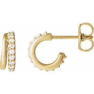 14K Yellow Gold 1/6 CTW Natural Diamond Hoop Earrings