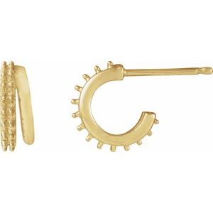 14K Yellow Gold 1.2 mm Round Right Hoop Earring Mounting