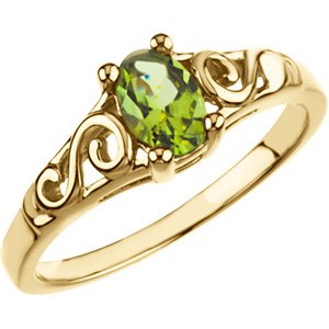 14K Yellow Gold August Imitation Birthstone Ring