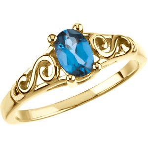 14K Yellow Gold December Imitation Birthstone Ring