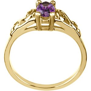 14K Yellow Gold February Imitation Birthstone Ring
