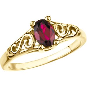 14K Yellow Gold January Imitation Birthstone Ring