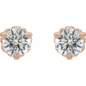 14K Rose Gold 1/3 CTW Lab-Grown Diamond Fleur-de-Lis Earrings