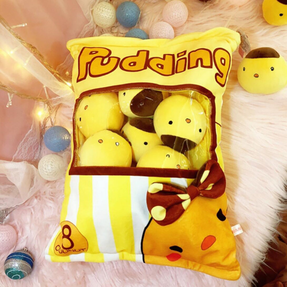 Snack Bag Plush Pillow – Soft Stuffed Toy with 8 Mini Plush Snacks