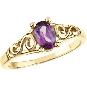 14K Yellow Gold June Imitation Birthstone Ring