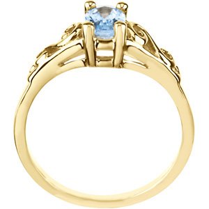 14K Yellow Gold March Imitation Birthstone Ring
