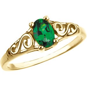 14K Yellow Gold May Imitation Birthstone Ring
