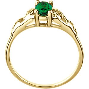 14K Yellow Gold May Imitation Birthstone Ring