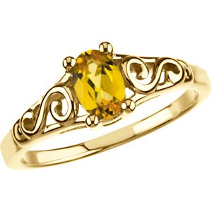 14K Yellow Gold November Imitation Birthstone Ring