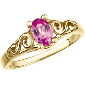 14K Yellow Gold October Imitation Birthstone Ring