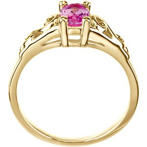 14K Yellow Gold October Imitation Birthstone Ring