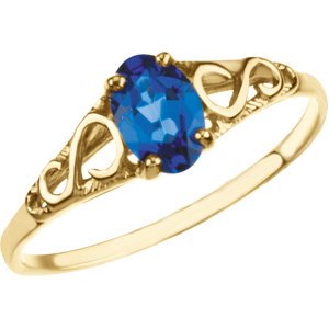 14K Yellow Gold September Imitation Birthstone Ring