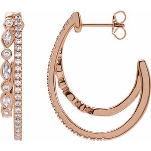 14K Rose Gold 1 1/5 CTW Lab-Grown Diamond 30.5 mm Hoop Earrings