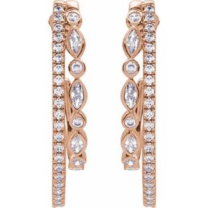 14K Rose Gold 1 1/5 CTW Lab-Grown Diamond 30.5 mm Hoop Earrings – image 3