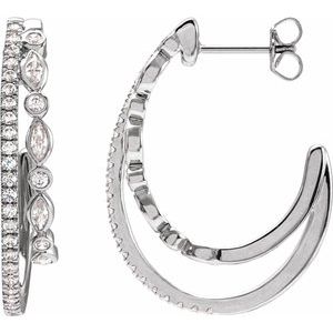 14K White Gold 1 1/5 CTW Natural Diamond 30.5 mm Hoop Earrings – image 2
