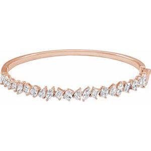 14K Rose Gold 4 1/5 CTW Lab-Grown Diamond Bangle 7" Bracelet