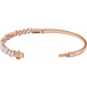 14K Rose Gold 4 1/5 CTW Lab-Grown Diamond Bangle 7" Bracelet
