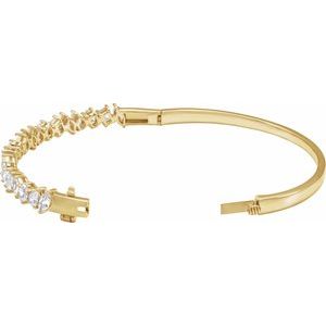 14K Yellow Gold 4 1/5 CTW Lab-Grown Diamond Bangle 7" Bracelet