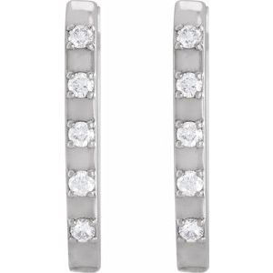 14K White Gold 1/8 CTW Natural Diamond 17.25 mm Hoop Earrings – image 2
