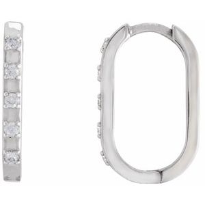 14K White Gold 1/8 CTW Natural Diamond 17.25 mm Hoop Earrings