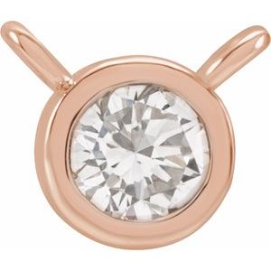 14K Rose 1/10 CT Lab-Grown Diamond Bezel-Set Necklace Center