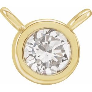 14K Yellow 1/10 CT Lab-Grown Diamond Bezel-Set Necklace Center