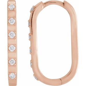14K Rose Gold 1/6 CTW Natural Diamond 19.5 mm Hoop Earrings