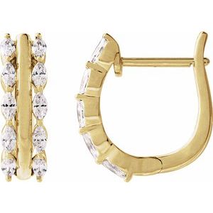 14K Yellow Gold 5/8 CTW Natural Diamond Hinged 15 mm Hoop Earrings