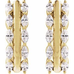 14K Yellow Gold 5/8 CTW Natural Diamond Hinged 15 mm Hoop Earrings