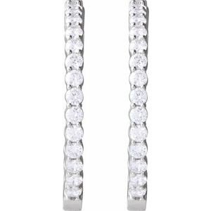 Sterling Silver 5 CTW Lab-Grown Diamond Inside-Outside 37.8 mm Hoop Earrings – image 3