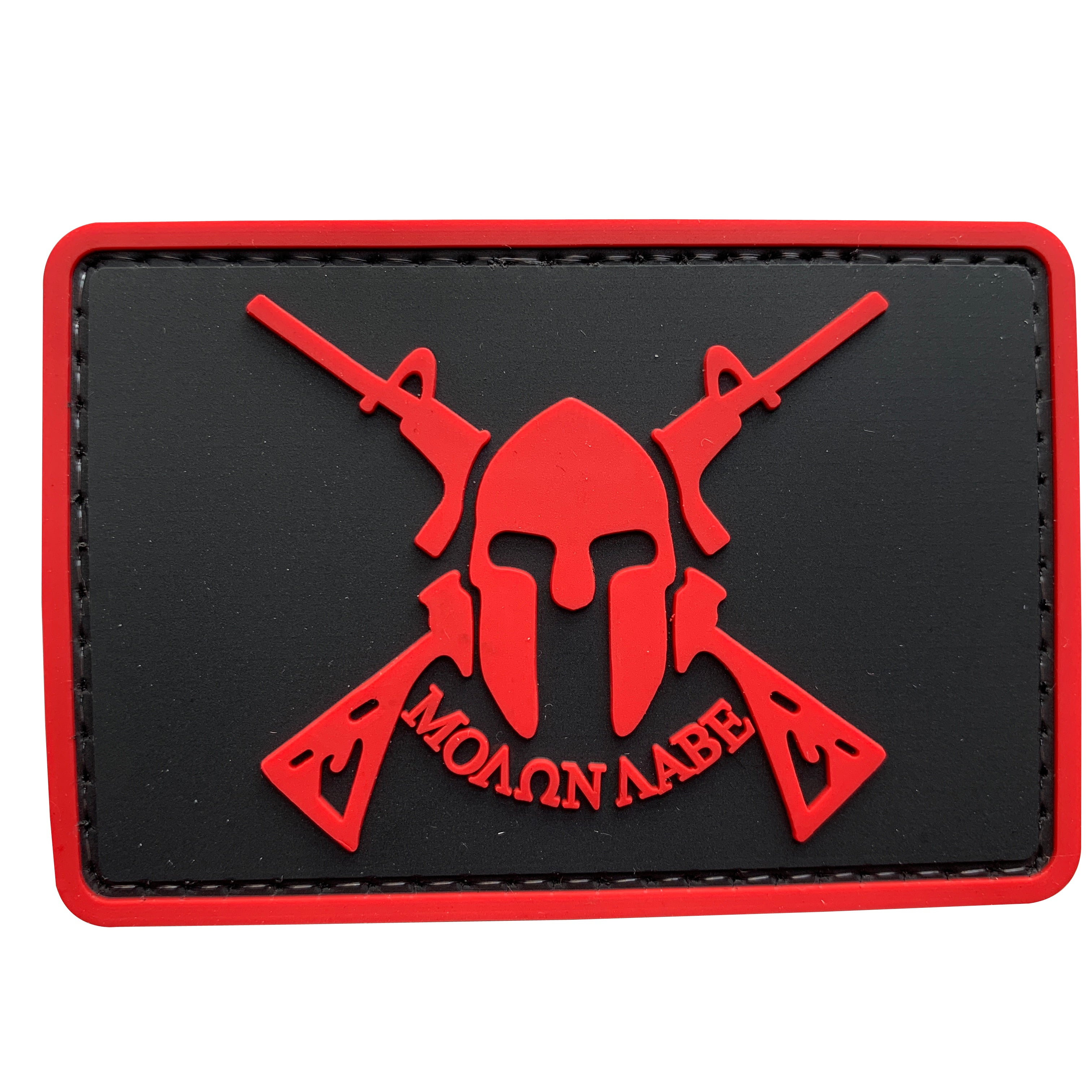 Molon Labe Spartan with Two Rifles - Red - PVC Patch