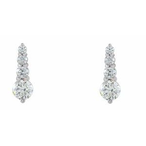 14K White Gold 1 CTW Natural Diamond Graduated Earrings – image 2
