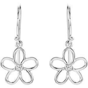 Sterling Silver .06 CTW Natural Diamond Flower Earrings – image 2