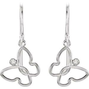 Sterling Silver .04 CTW Natural Diamond Butterfly Earrings – image 2