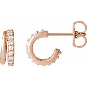 14K Rose Gold 1/6 CTW Lab-Grown Diamond Hoop Earrings – image 2