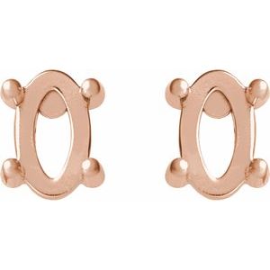 14K Rose Gold 5x3 mm Oval 4-Prong Cabochon Stud Earring Mounting – image 2