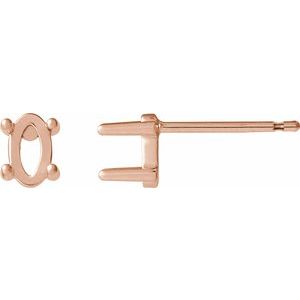 14K Rose Gold 9x7 mm Oval 4-Prong Cabochon Stud Earring Mounting